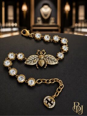 Gold Crystal Bee Bracelet – Designer-Inspired Women’s Jewelry